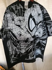 SPIDERMAN ALL OVER PRINT ON A SHAKA HEAVYWEIGHT GARMET DYED T SHIRT “MODERN”