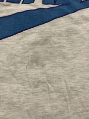 Vintage 90s Nike Big Blue Swoosh T Shirt Gray Made in USA