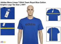 Adidas Mens Linear T-Shirt Team Royal Blue Cotton Graphic Logo Tee Size L NWT