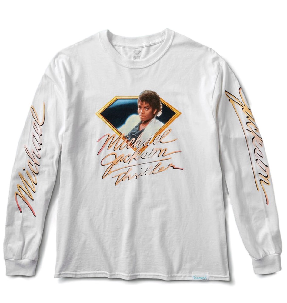 New Diamond Supply Co. X Micheal Jackson Thriller L/S Mens White T Shirt