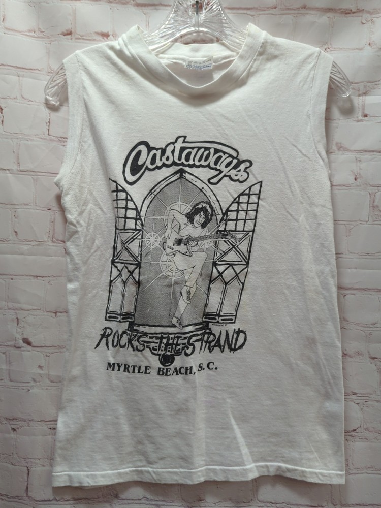 Castaways Myrtle Beach vintage 1984 Muscle Tank Men t-shirt M SPOTS Rocks Strand