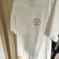 American Eagle Standard Fit White Sunbelt Fruit Company Graphic T-Shirt L