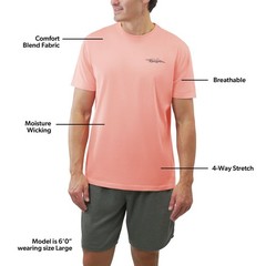 Reel Life Men’s Short Sleeve Graphic Tee Size Medium Coral