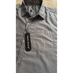 True Rock Short-Sleeve Gray Polka Dot Shirt Business Casual Classic, Size XL NET