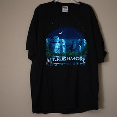 Mount Rushmore Vintage Cheesy Blue Reflective Foil Men’s T-Shirt Size 2XL