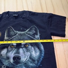 Vintage 90s Wild Wolf Double Sided Graphic T-Shirt Black Nature Mens Size Medium