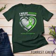 Grandma Grandpa Gift Green Grandson Cerebral Palsy Awareness Unisex T-shirt