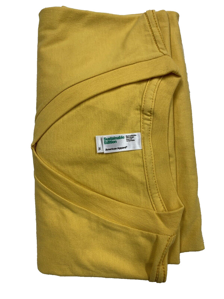 American Apparel Sustainable Collection USA MADE Vneck Tee 100% cotton Yellow XL