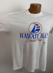 Vintage Hawaii Shirt Mens XL Tight Fit 80s T-shirt Hawaii Bay Yacht Club Sailing
