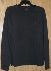 Polo Ralph Lauren Long Sleeve Shirt Dark Charcoal Heather V-Neck Men’s Medium M