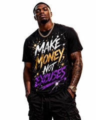 Men’s Urban Graphic Tee – Hustle Mindset “Make Money Not Excuses”