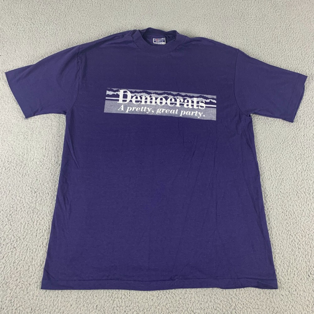 Vintage Democrats Great Party Shirt Men XL Blue Hanes Beefy Single Stitch USA
