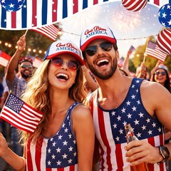 4 Pack 250th Anniversary Patriotic Hats Bulk Adjustable 4th of July Trucker H…
