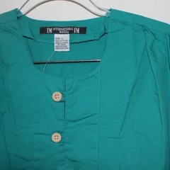 Vintage 90s International Male IM Teal Tunic Shirt Men’s Large All Cotton NOS