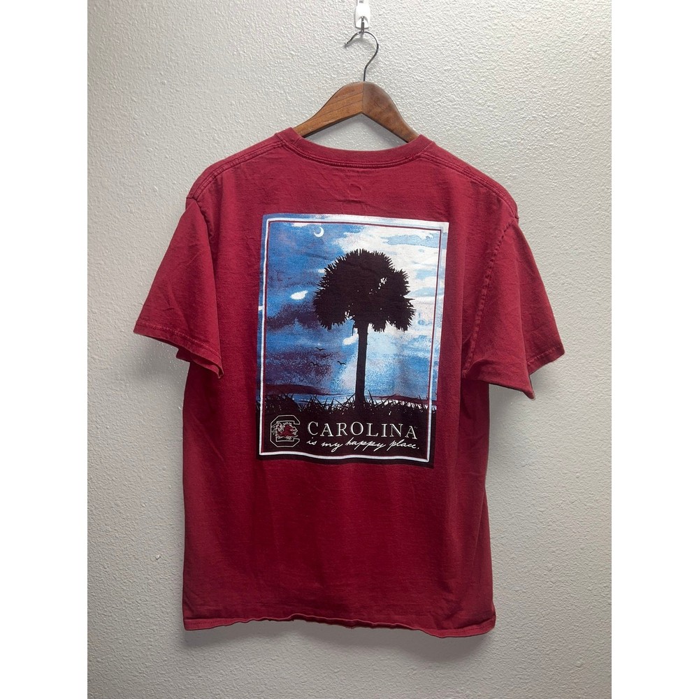 Vintage South Carolina Gamecocks Shirt Happy Place Red College University Tee L