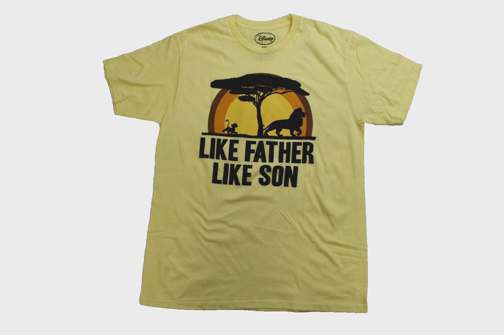 Disney Mens Lion King Like Father Like Son Mufasa Simba Yellow Shirt New Large