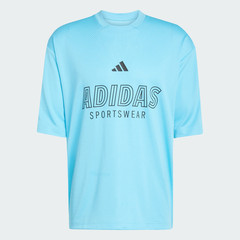 Adidas House Of Tiro Graphic Logo T-Shirt Bright Cyan Blue Black-Medium