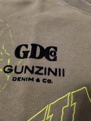 Gunzinii Olive/Neon Green Embroidered Lightning Logo OS Tee HW Size Large