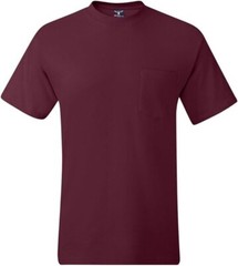 Mens Hanes Beefy-T 5190 Maroon Red Cotton Short Sleeve Pocket T-Shirt Size S NWT