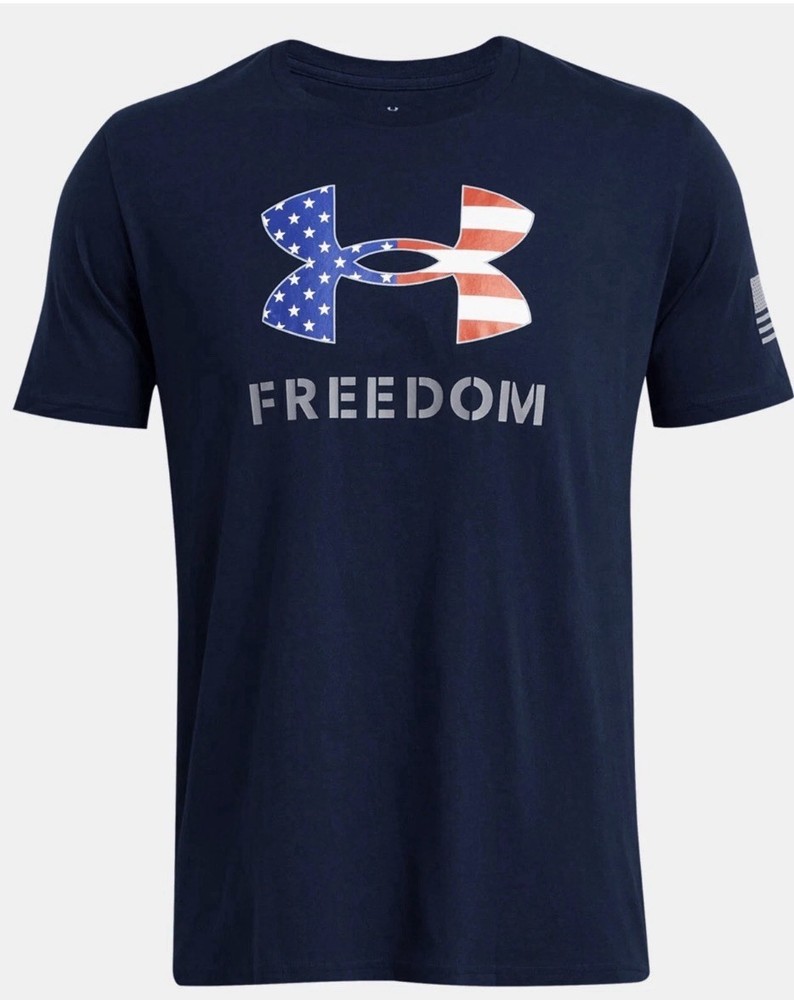 Under Armour Freedom Loose T-Shirt Athletic UA Gym US Flag Mens Sz L Patriot Run
