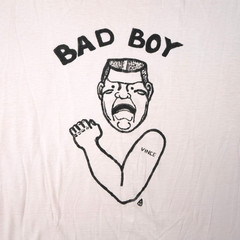 Vintage 60s Bad Boy Vince T Shirt Mens XL White Brent Montgomery Ward Thin Punk