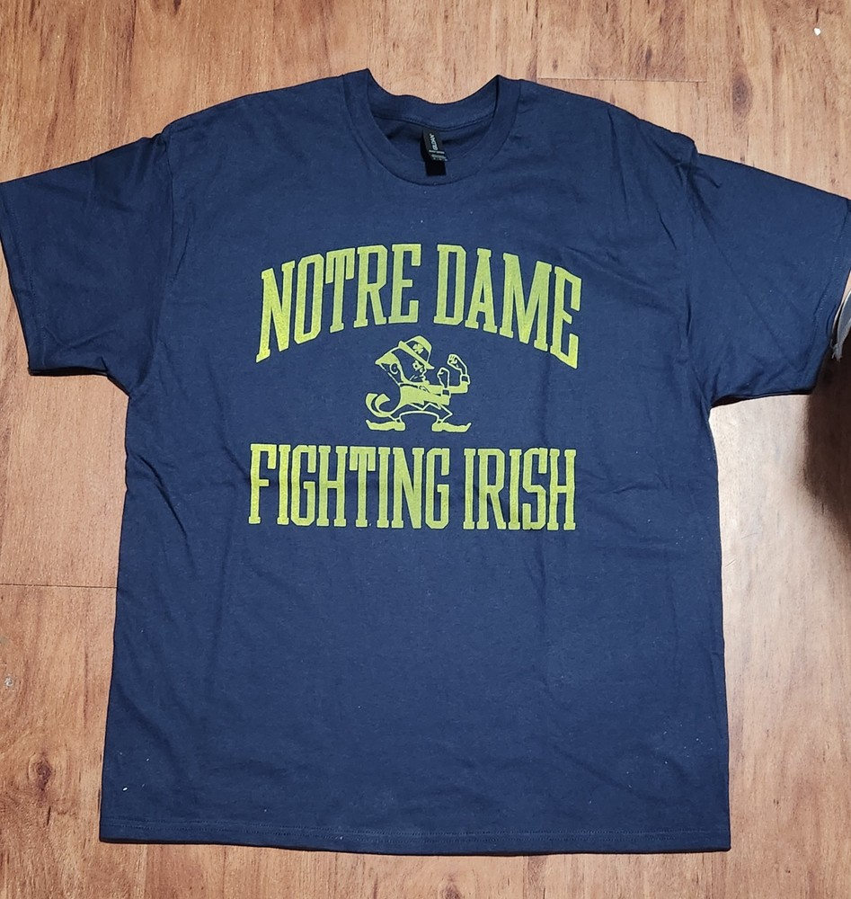 University of Notre Dame Fighting Irish Navy Shirt/Yellow – Unisex Regular Fit