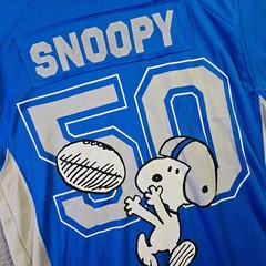 Snoopy Peanuts Football NFL Jersey Shirt Mens Medium Blue Charlie Brown 50 NWT