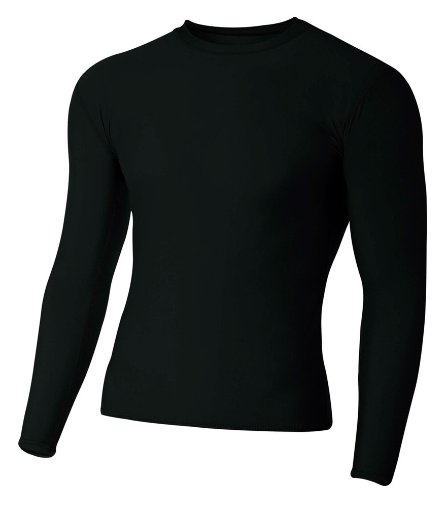 A4 Mens 80% Polyester 20% Spandex Long Sleeves Compression Crew T-Shirt N3133