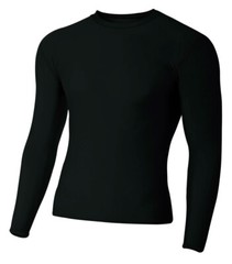 A4 Mens 80% Polyester 20% Spandex Long Sleeves Compression Crew T-Shirt N3133