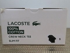 Lacoste Black T-Shirts Mens S 3 Pk Crew-Neck Slim Fit 100% Cotton Logo NWT $43