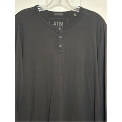 EUC ATM Anthony Thomas Melillo mens Black Long Sleeve Henley Shirt size M