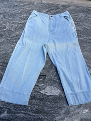 1990s Vintage Grunge Denim Trousers Light Blue Ankle-length Medium