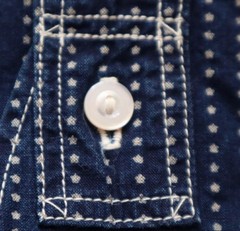 The Real McCoy’s Double Diamond Indigo Star Wabash Work Shirt S Indigo Men’s