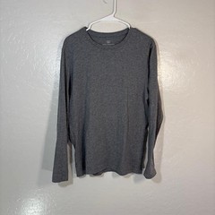 Mack Weldon Shirt Mens Medium Gray Pima Cotton Long Sleeve Crewneck Tagless Tee