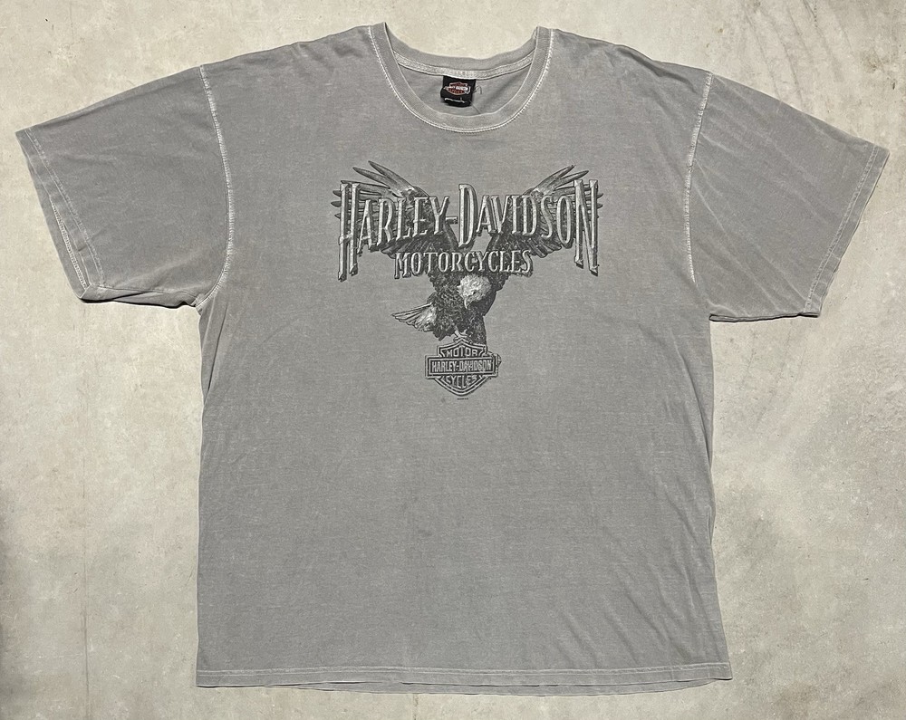 Harley Davidson T Shirt Eagle Motorcycle Stone Grey Ukes Kenosha WI Size 2XL