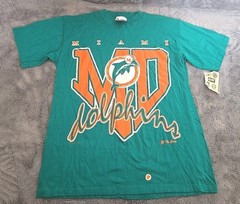 VTG Miami Dolphins Shirt Medium Green NFL Football Graphic Print 90s New NWT