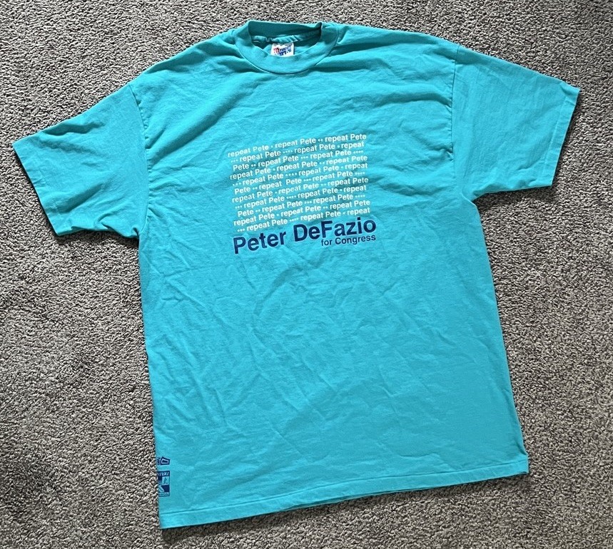 Vintage Beefy-T Hanes Men’s XL Blue Short Sleeve Graphic Tee Peter DeFazio