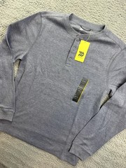 All In Motion Shirt Mens Small Blue Waffle Henley Thermal Long Sleeve NWT