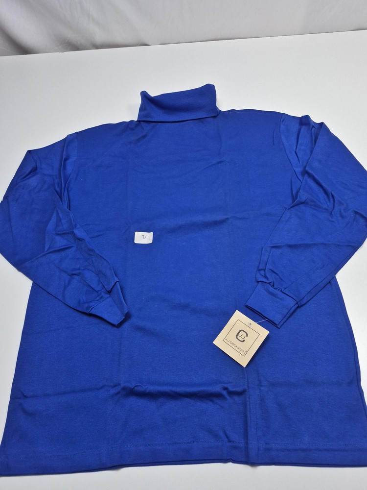 VTG J.J. Cochran Shirt Mens XL Blue Turtleneck Long Sleeve 100% Cotton Made USA