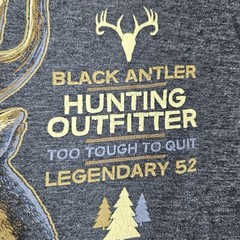 Black Antler Hunting T-Shirt Mens M Too Tough To Quit Gray Legendary 52 Outdoor