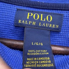 Polo Ralph Lauren Thermal Shirt Waffle Knit Regular Fit Large Blue Pony Logo