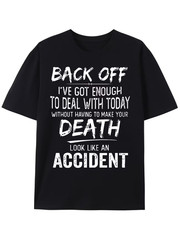 Stylish Back Off Slogan Pattern Print Men’s T-shirt, Graphic Tee Men’s Summer