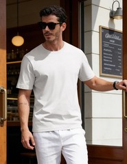 Mens Cotton Crewneck T-Shirt Short Sleeve Plain Tee Moisture Wicking Casual Tops