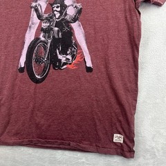 Men’s XL Jack & Jones T-Shirt Maroon Take a Ride on the Wild Side Motorcycle Leg