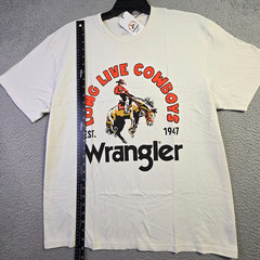 Wrangler Cowboys Shirt Men Large White Cowboy Horse Classic Western Casual NWT