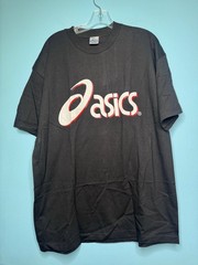Vintage 90s ASICS Spell Out Shirt Black XL