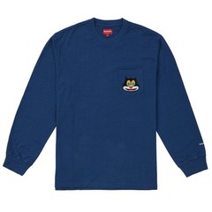 Supreme Cat L/S Pocket Tee Navy Medium FW19 New In Bag Embroidered Logo