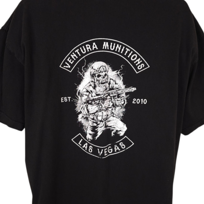 Ventura Munitions T Shirt Mens Size 2XL Black Skeleton Soldier 2nd Amendment