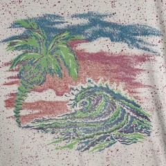 Vintage Body Co Shirt Large Single Stitch Palm Tree Wave Surf Gym Bodybuilding