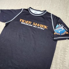 Tiger Shark Brazilian Jiu Jitsu Rash Guard Men Large Gameness Black Big Logo USA